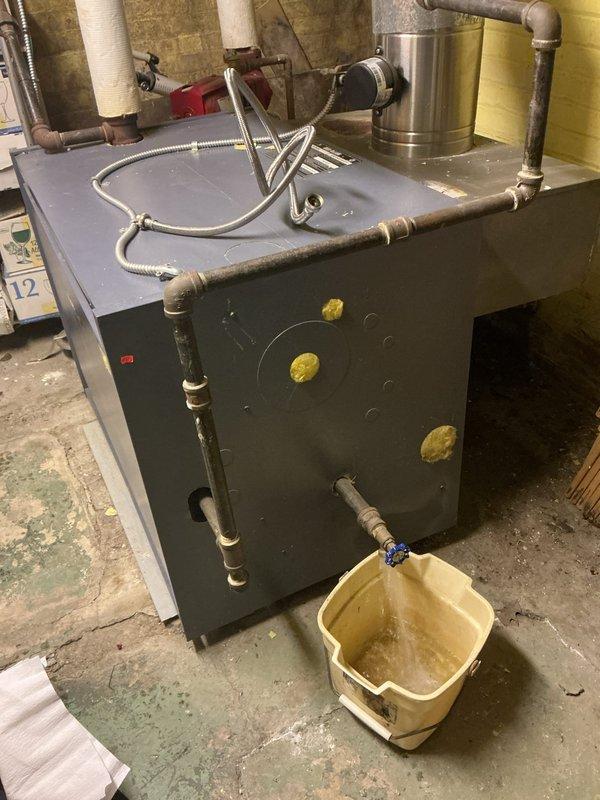 Performed scheduled maintenance on residential boiler system. Serviced copper piping components and inspected drainage system, confirming proper condensate collection into bucket. Completed all required preventative maintenance tasks per PSP Maintenance protocol.