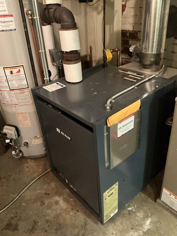Performed scheduled maintenance on residential boiler system. Inspected heat exchanger components and identified copper tubes with oxidation. Cleaned and serviced furnace unit, ensuring proper venting connections and insulation integrity on distribution piping.