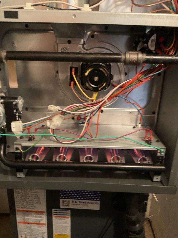 Performed routine heating maintenance on dual HVAC systems. Inspected interior components including blower motors, wiring connections, circuit boards, and heat exchanger elements. Both units were serviced according to manufacturer specifications and left in proper working condition.