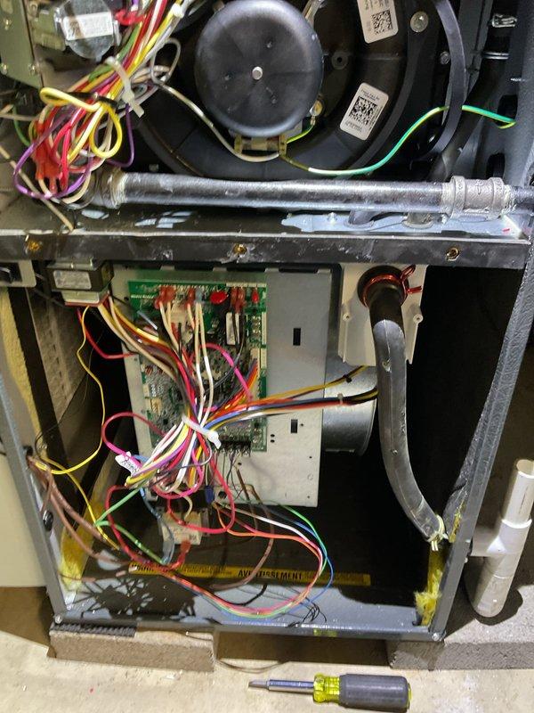 Performed routine heating maintenance on dual HVAC systems. Inspected interior components including blower motors, wiring connections, circuit boards, and heat exchanger elements. Both units were serviced according to manufacturer specifications and left in proper working condition.