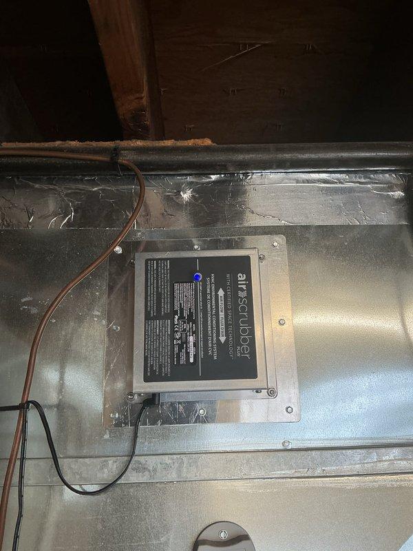 Performed diagnostic inspection of furnace that had previously experienced intermittent operation issues. Replaced air scrubber UV bulb in the attic-mounted unit. Verified proper system operation with all components functioning correctly after service.