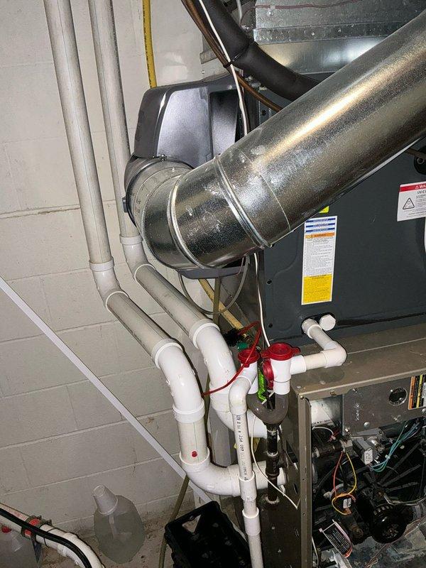 Conducted comprehensive furnace replacement evaluation in utility room. Performed detailed inspection of existing furnace unit, ductwork connections, and condensate drainage system. Provided client with multiple furnace replacement options based on space constraints and current configuration of mechanical systems.