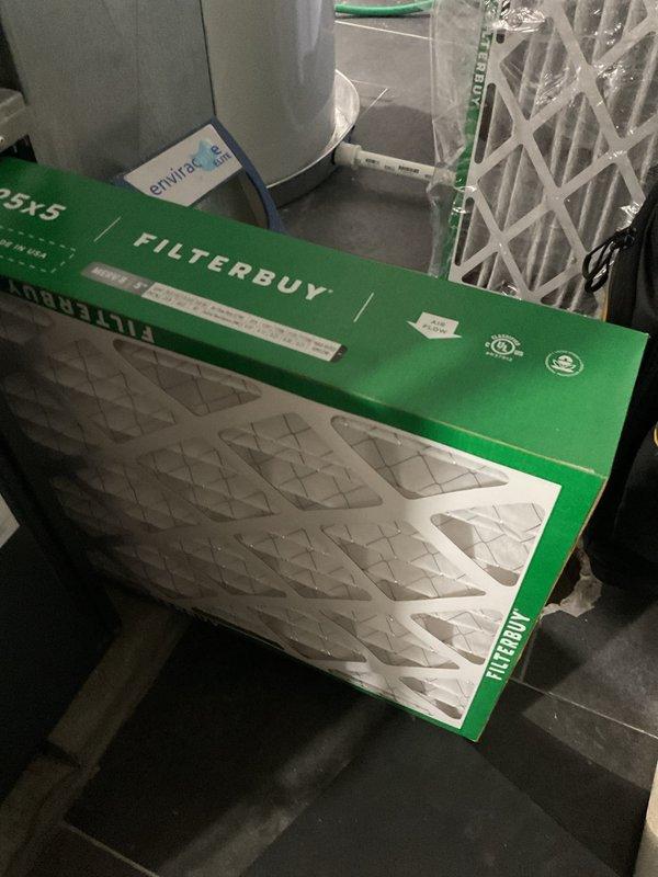 Performed scheduled heating maintenance service, replacing air filters with new FilterBuy 25x5 pleated filters. Inspected interior components including motor/blower assembly, electrical connections, and wiring harnesses to ensure proper system operation.