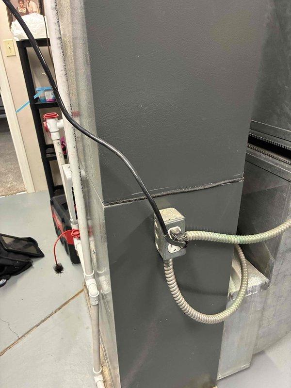 Performed scheduled heating maintenance on furnace system. Conducted electrical testing with UEI EM152 meter, recording amperage reading of 30.9. Visual inspection of unit confirmed proper installation of PVC venting, electrical connections, and control wiring with no visible damage to main unit or components.