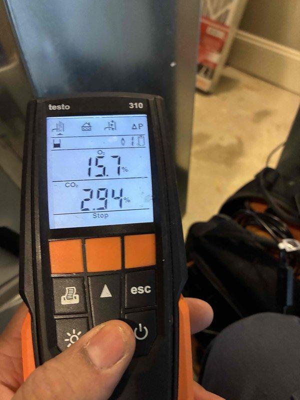 Performed standard furnace maintenance service including inspection of blower assembly and motor components. Conducted combustion analysis using Testo 310 analyzer, which measured CO₂ levels at 15.7%. All electrical connections were inspected and system operation verified to manufacturer specifications.