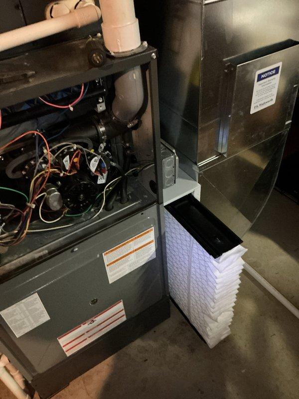 Performed comprehensive heating tune-up on customer's HVAC system. Inspected pressure switch connections and internal wiring components for proper operation. Verified clean filter installation and examined furnace control circuitry to ensure optimal system performance. Customer is considering maintenance value plan for future service.