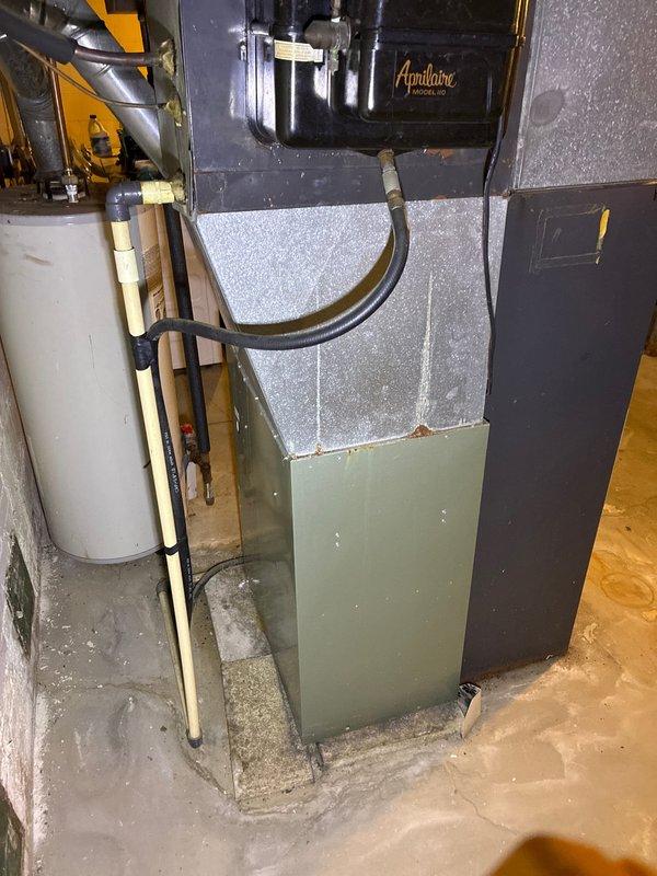 Conducted full system replacement assessment of aging Amtaire HVAC system located in basement utility area. Presented three-tier heat pump and air handler replacement options featuring progressively improved efficiency ratings (up to 8.2 HSPF/17.2 SEER) and warranty coverage. Customer also requested inclusion of electrical panel upgrade in final quote.