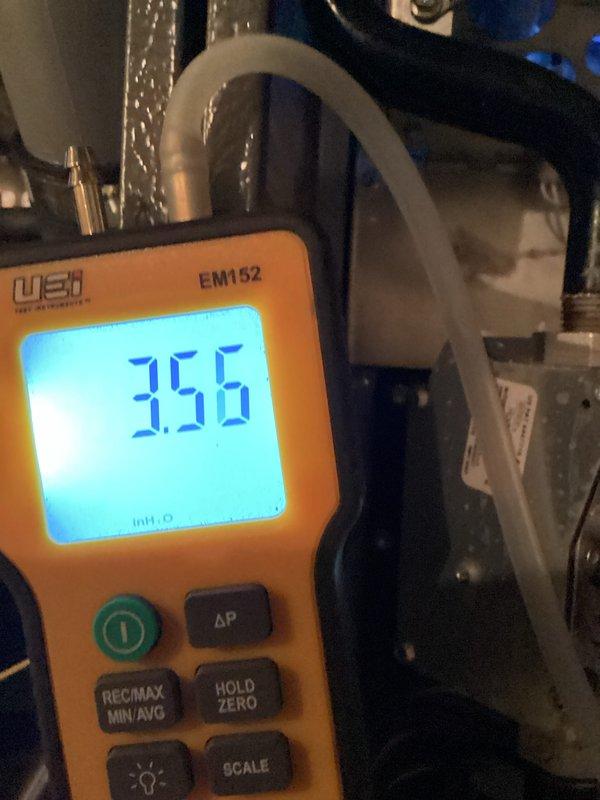 Performed comprehensive maintenance on six furnace systems. Conducted diagnostic testing including static pressure measurements (3.56 inH2O recorded on UEI EM152 instrument) and inspected internal components including circuit boards and control systems. All systems verified operational with appropriate connections and ventilation systems intact.