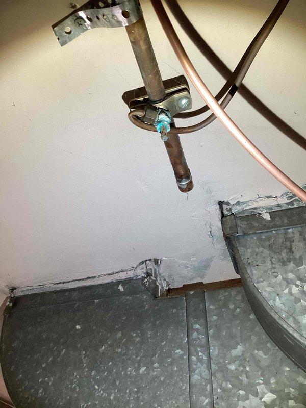 Responded to a water leak issue affecting a recently installed humidifier system. Upon inspection, identified copper oxidation and mineral buildup at a connection point in the humidifier supply line. Repaired the faulty connection and verified proper operation of both the newly installed furnace and humidifier system.