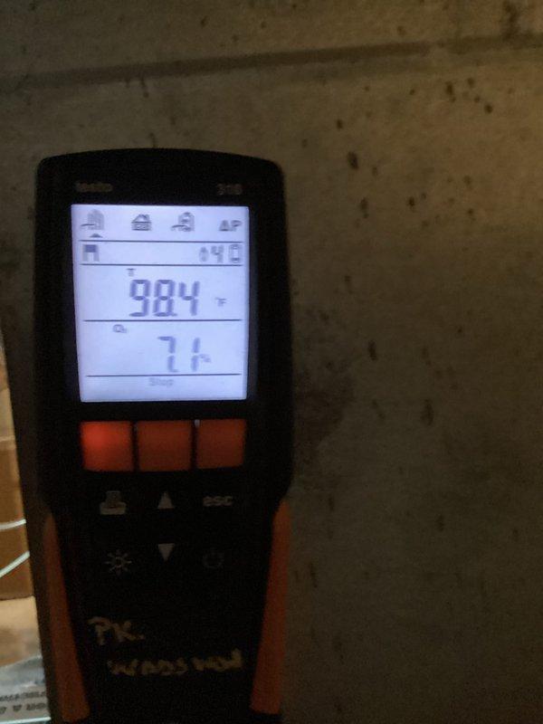 Completed monthly maintenance service on 10-12 year old heating system. Performed combustion analysis with readings of 98.4% efficiency and 3.74% CO2 levels, indicating proper operation within acceptable parameters. Customer was provided with information for requested humidifier installation estimate.