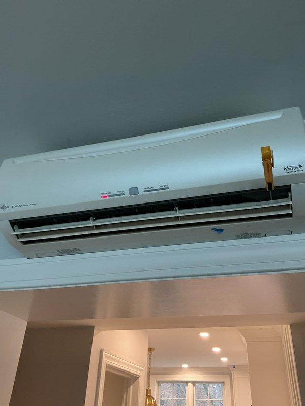 Responded to customer complaint of excessive noise from mini-split system described as "airplane taking off." Inspected both indoor wall-mounted unit and outdoor heat pump component. Diagnosed and corrected issue with fan assembly in outdoor unit causing abnormal operational noise. System now functioning within normal sound parameters.