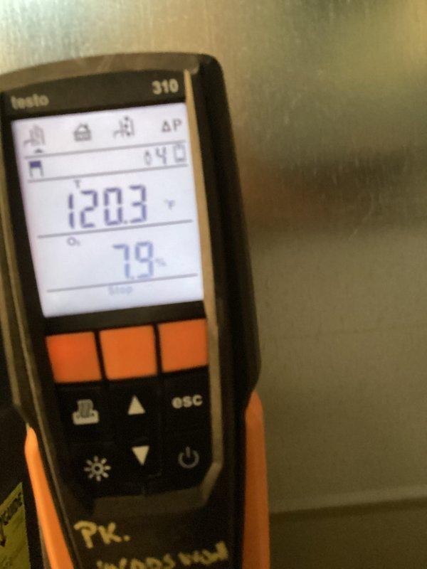Performed scheduled monthly heating system maintenance including inspection of valve/motor assembly and electrical connections. Conducted combustion analysis with Testo 310 analyzer, confirming proper operation with readings of 120.3°F and 79% efficiency. All components found to be in normal working condition with no visible damage, leaks, or unusual wear.