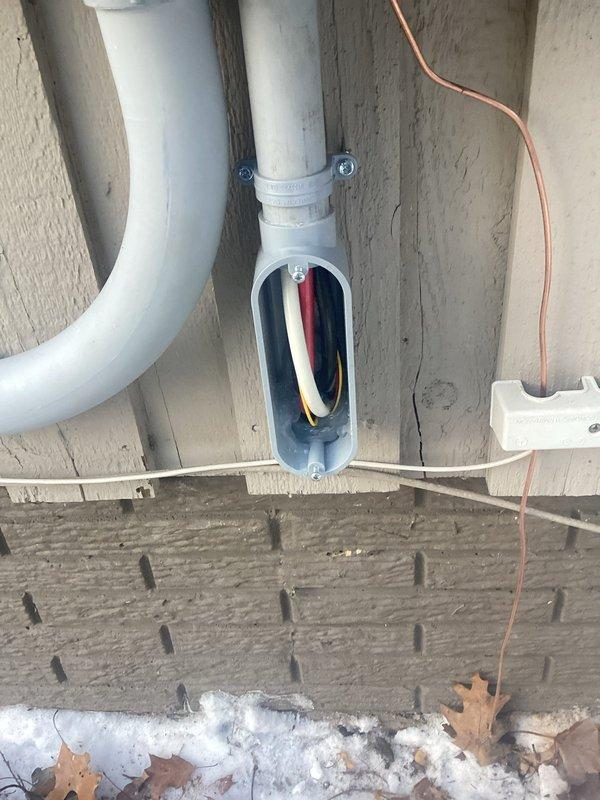 Installed a 24kW Generac whole home generator with extended warranty. Completed electrical connections through the main panel, installing a 150A breaker with proper wiring. Mounted junction box and routed necessary conduit with appropriate red, white, and black conductors for generator integration.
