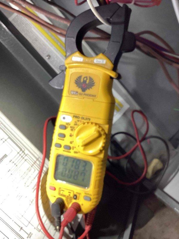 Performed monthly heating maintenance service. Conducted electrical testing using UEi G2 PHOENIX multimeter (model PRO: DL379) to verify proper voltage readings. Used UEi DL379 clamp meter to measure current draw, confirming system is operating within manufacturer specifications.
