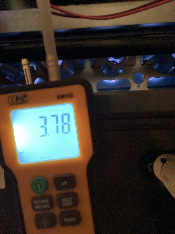Performed scheduled monthly heating maintenance on HVAC system. Conducted electrical diagnostics using UEI G2 Phoenix multimeter showing readings of 00.35/0.140, and measured system parameters with TM52 meter indicating 3.78. All components tested within operational parameters.