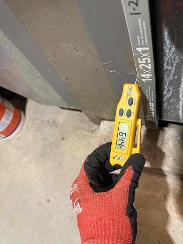 Performed annual scheduled preventive maintenance on two furnace systems under service plan. Conducted comprehensive combustion analysis using Testo 310 II, verifying 95.6% efficiency with acceptable CO levels (38-61 ppm), proper CO2 percentage (7.35%), and normal exhaust temperatures. Measured supply air temperature (67.9°F) and inspected filtration components to ensure optimal system performance.