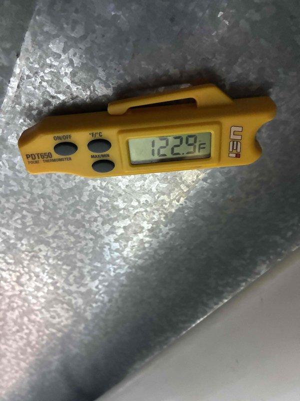 Performed scheduled heating system maintenance on a gas furnace with PVC venting system. Tested supply air temperature, which registered at 122°F, confirming proper operation. All components inspected, connections verified secure, and system functioning within normal parameters.