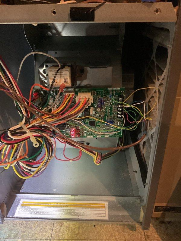 Replaced faulty control board in Honeywell HVAC system as scheduled. Reconnected all wiring harnesses to the new board according to original configuration, ensuring proper color-coding of connections. System tested after installation with successful ignition confirmed and normal operation restored.