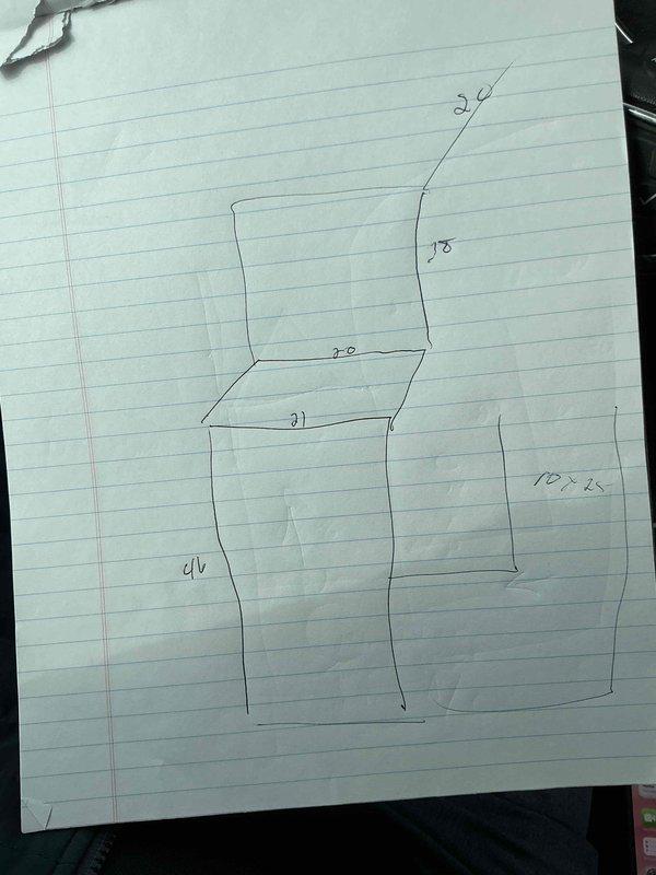 Conducted assessment of 40-year-old furnace system for potential replacement options. Documented existing HVAC configuration, including circular insulated main duct and straight secondary duct mounted in basement with exposed brick and cinder block walls. Created detailed dimensional diagram for proper sizing of replacement equipment.