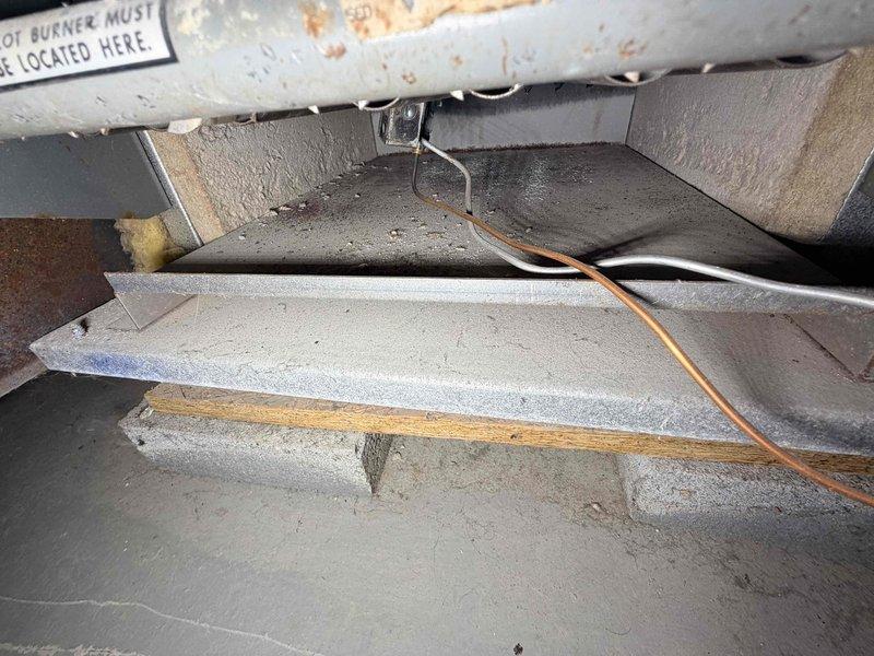 Performed scheduled boiler maintenance and inspection. Found moderate dust accumulation on heat exchanger components and visible rust on exhaust piping. Evaluated existing thermostat as requested by customer and confirmed replacement is recommended due to inconsistent temperature regulation.