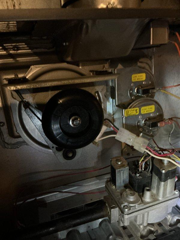Performed comprehensive tune-up service on two aging HVAC units (10+ years old): a furnace and boiler. Inspected furnace interior components including blower motor assembly, heat exchangers, control board, gas valve, and safety switches; noted some dust accumulation but all systems functioning within acceptable parameters. Documented condition with detailed photos for service record.