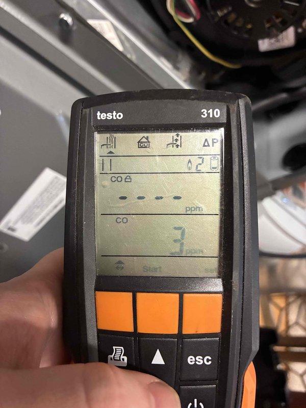 Performed scheduled heating maintenance service on furnace system. Conducted combustion analysis with Testo 310, measuring CO levels at 7ppm which is within acceptable range. Temperature readings were verified at 21.0°F using UEi G7 Phoenix multimeter, confirming proper system operation.