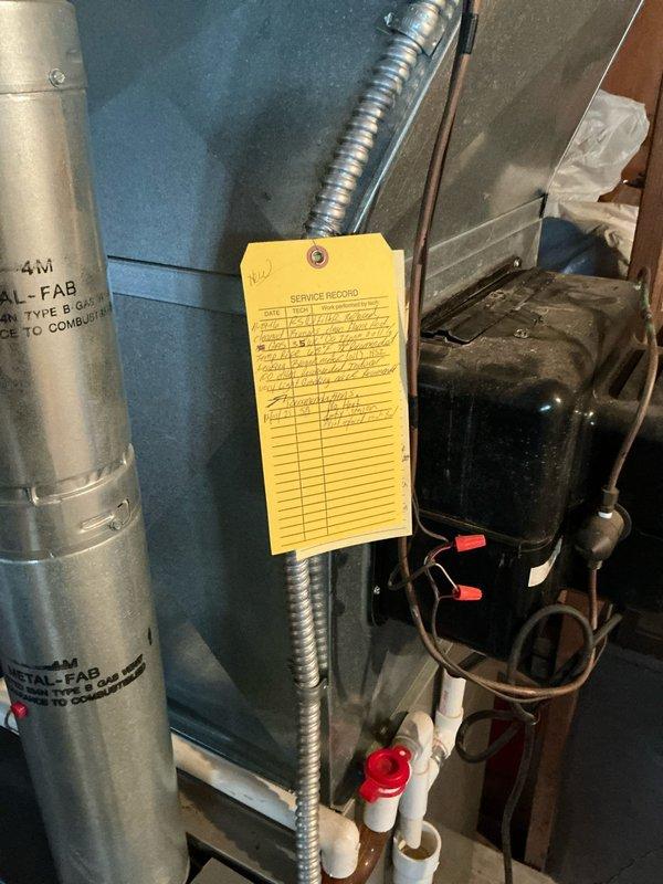 Conducted a comprehensive evaluation of the full HVAC system replacement options for customer. Documented existing equipment including Type B combustion components, motor/pump assembly, and associated ductwork with service records. Photographed and cataloged system components including equipment identification (C2) for accurate replacement specifications.