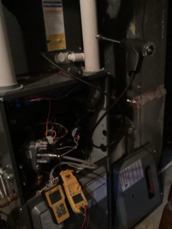 Performed scheduled heating maintenance on furnace system. Conducted diagnostic testing using Testo 310 analyzer, which confirmed proper combustion parameters with 6.0% O2 reading and 112.8°F stack temperature. All components inspected and verified operational.