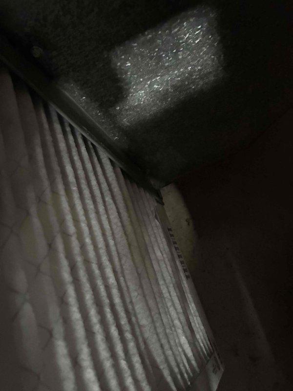 Performed routine maintenance on heating system including inspection of motor assembly and wiring connections. Checked and documented condition of air filter, which appeared to be clean and properly installed in the ventilation system. All components functioning normally with no issues identified.