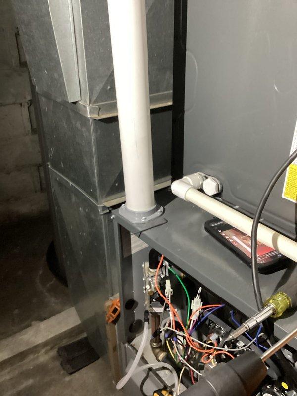 Performed scheduled maintenance on residential furnace system. Inspected electrical connections and control board components, ensuring proper wire terminations and secure connections. Verified system operation with all safety controls functioning correctly.