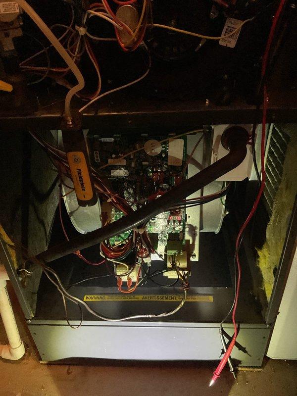 Performed standard heating maintenance on residential HVAC system. Inspected furnace interior components including circuit board, electrical connections, and copper lines. Evaluated system functionality and verified proper operation of all components.