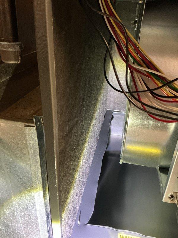 Responded to heating efficiency complaint where system was unable to maintain set temperature (72°F only reaching 67°F). Inspection revealed significantly dirty air filter (16x25x1) causing restricted airflow and checked electrical connections within control panel. Replaced filter and verified proper wiring connections to restore system performance.