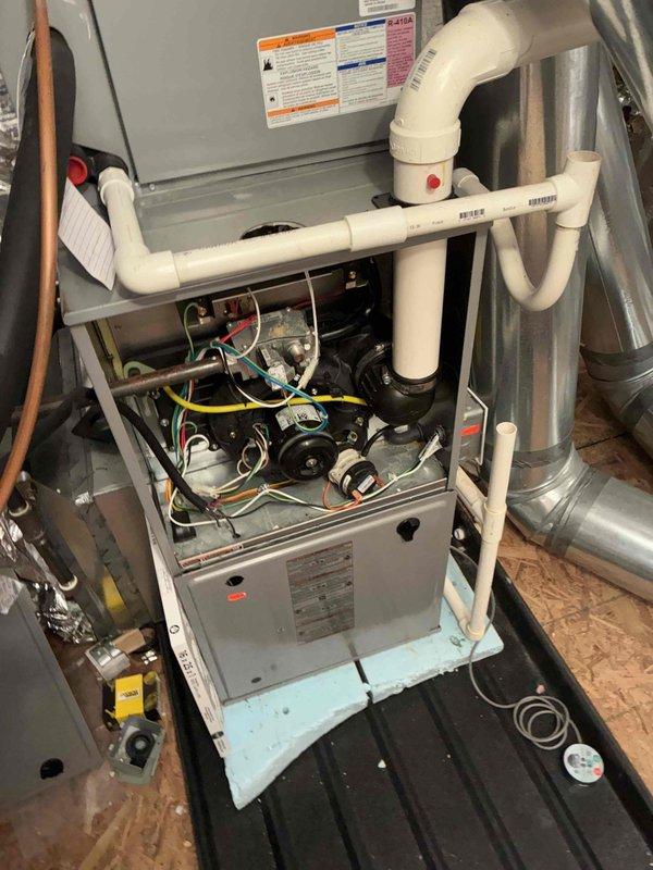 Completed preventative maintenance on three residential furnace systems. Inspected blower motor assemblies, electrical connections, and condensate drainage systems. All systems were found to be in proper working condition with no issues requiring immediate attention.