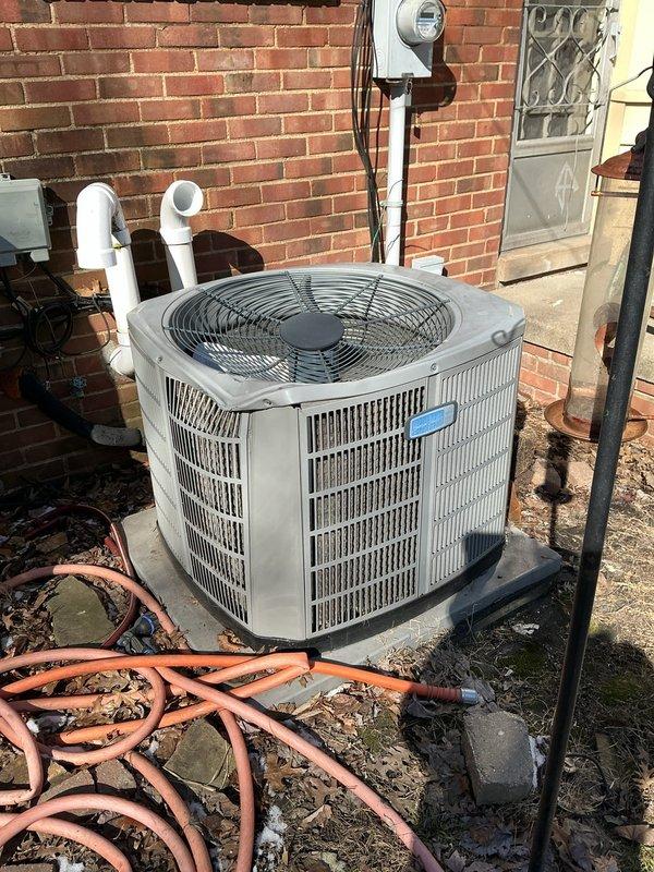 Conducted inspection of American Standard condenser unit that sustained impact damage from detached gutter. Photos documented exterior condition and manufacturer specifications. Assessment completed to determine repairability for insurance claim purposes.