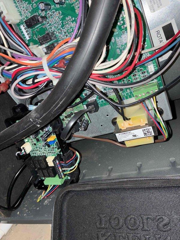 Performed routine heating maintenance service on system. Inspected control board wiring and connections, noting all electronic components in good working order with properly secured wire bundles. Tested gas valve operation with diagnostic probe and verified proper functionality of all electrical connections.
