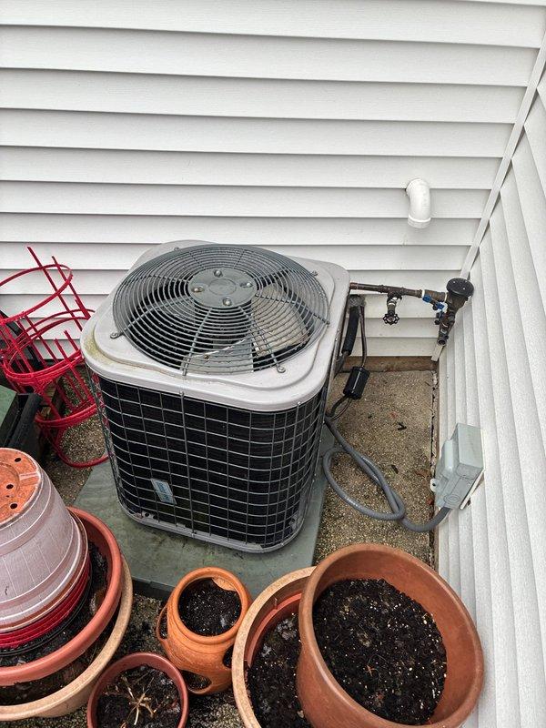 Conducted comprehensive assessment of HVAC system for second-floor replacement options. Inspected existing outdoor condenser unit installation adjacent to vinyl siding and evaluated current air handler setup with associated ductwork in utility closet. Presented customer with furnace replacement alternatives along with potential repair solutions for consideration.