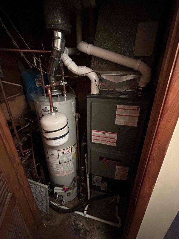 Successfully installed a complete 96% efficient furnace, AC system, and hot water tank. All equipment was properly connected with appropriate PVC venting, copper piping, and electrical connections. System was pressure tested with readings at 219 PSI and all components are functioning within optimal parameters.