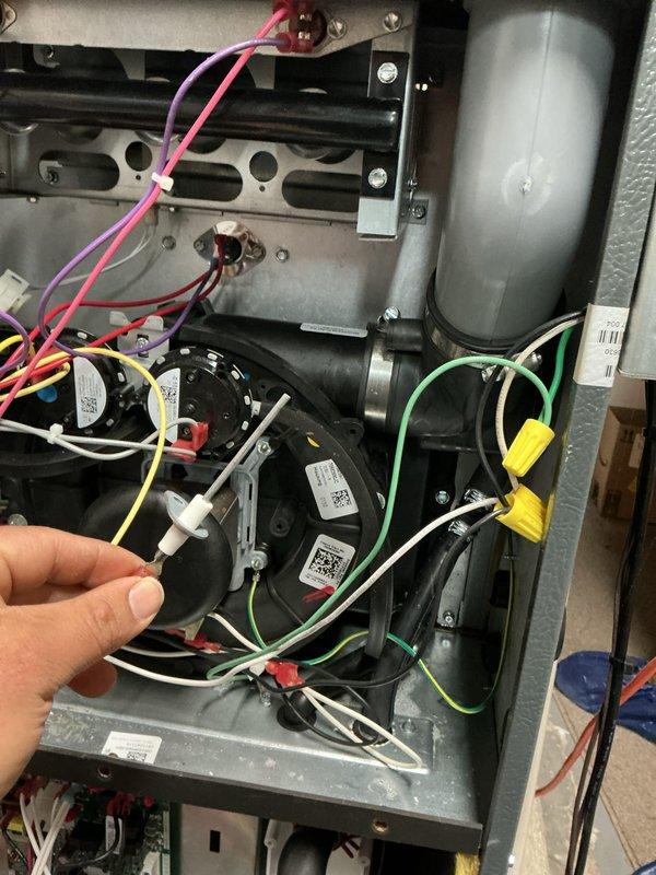 Performed annual heating maintenance on Goodman furnace system. Inspected internal electrical components including motor assembly, wiring connections, and capacitor for proper function. Replaced air filter (16x25x4) and verified all system components were operating within specifications.