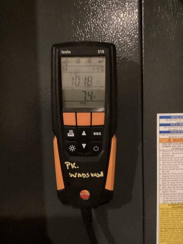 Performed scheduled heating maintenance on two furnaces. Conducted combustion analysis using Testo 310 analyzer with readings showing proper operation (CO2 10.18%, temperature 74°F). Inspected ductwork and insulated piping for proper installation and condition, noting normal dust accumulation but no significant issues requiring remediation.