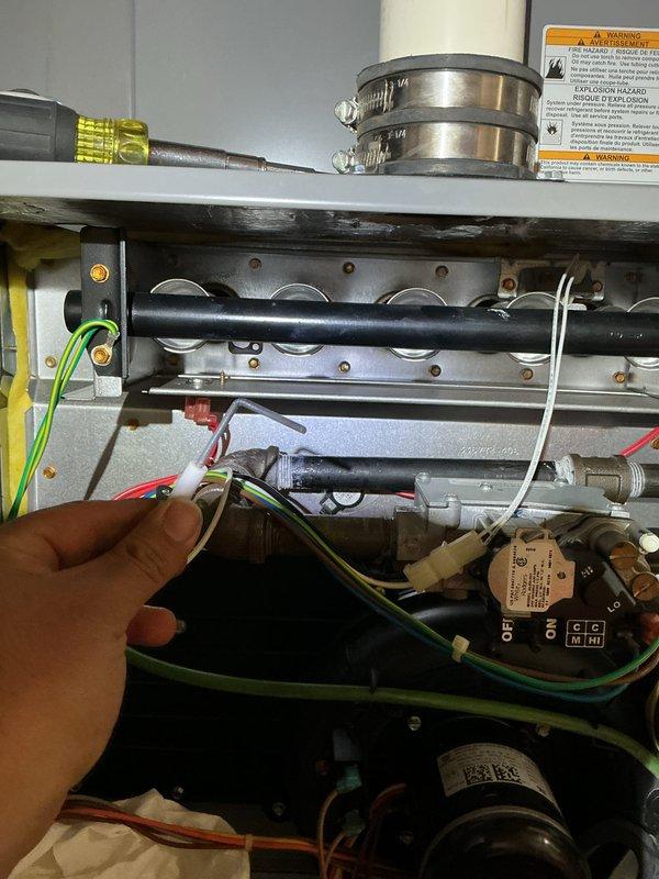 Performed routine heating maintenance on residential HVAC system. Inspected and verified proper wiring connections to blower motor assembly and control module. Checked all components including refrigerant lines, gas connections, and safety controls for proper operation with no issues found.