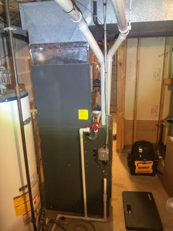 Performed routine heating maintenance on gas furnace system in utility area. Inspected internal components including heat exchanger, burner assembly, blower motor, and electrical connections. System was tested for proper operation and is functioning correctly with no issues identified.