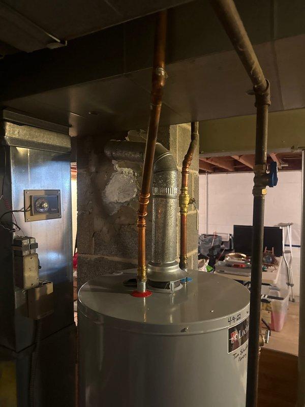 Conducted inspection of Lochinvar water heater installed on 4-9-22. Unit appears to be in good operating condition with proper copper piping connections and ventilation duct. Based on visual assessment, no flushing is required at this time as no signs of sediment buildup or performance issues were observed.