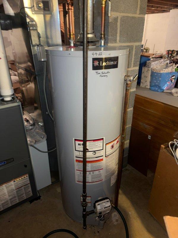 Conducted inspection of Lochinvar water heater installed on 4-9-22. Unit appears to be in good operating condition with proper copper piping connections and ventilation duct. Based on visual assessment, no flushing is required at this time as no signs of sediment buildup or performance issues were observed.