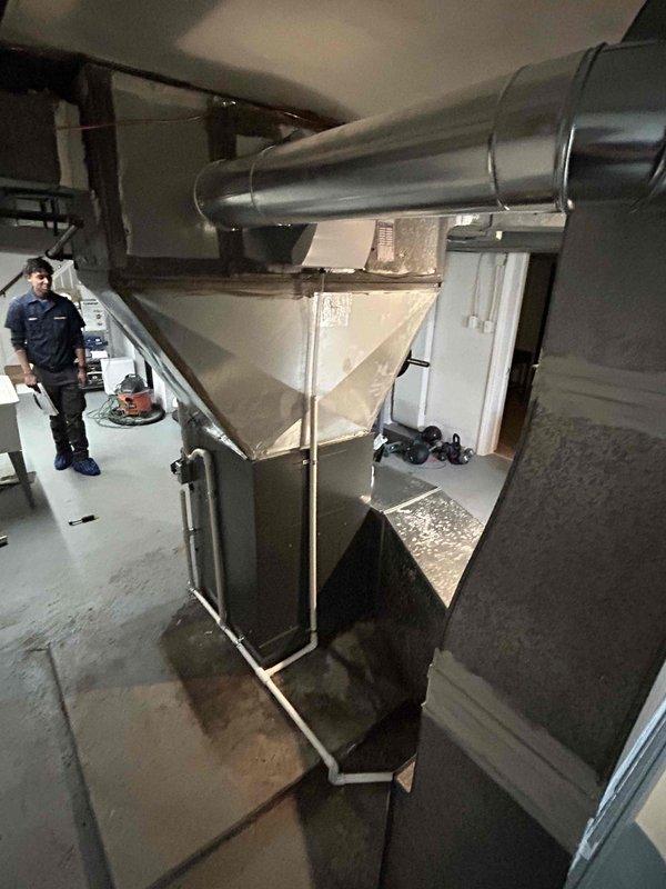 Successfully installed a new 96% efficiency furnace (model ARVT961205DN) with humidifier, and modified the return air system by closing one side of a double return. Full payment was collected via check upon completion of the installation.