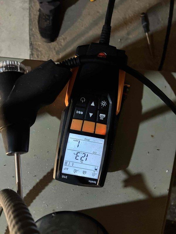 Performed scheduled maintenance on dual boiler system. Checked expansion tank and copper piping for proper operation, noting moderate oxidation but functional condition. Conducted diagnostic testing with digital analyzer, confirming system pressure at 12.2 PSI and all components operating within specifications.