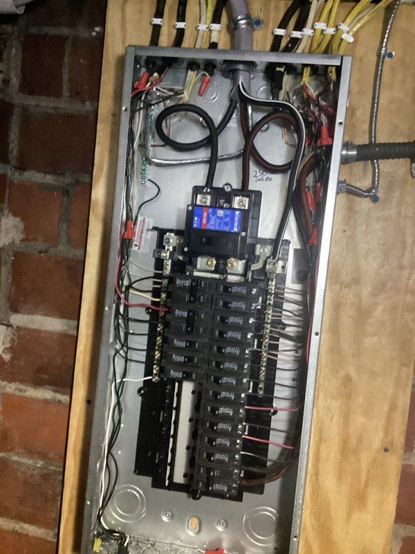 Completed 150-amp service panel upgrade with installation of whole home surge protector. Replaced outdated breaker panel with new unit, ensuring proper wire connections and circuit organization throughout the system. All work was completed to code with new breakers installed and properly labeled for improved electrical safety and reliability.