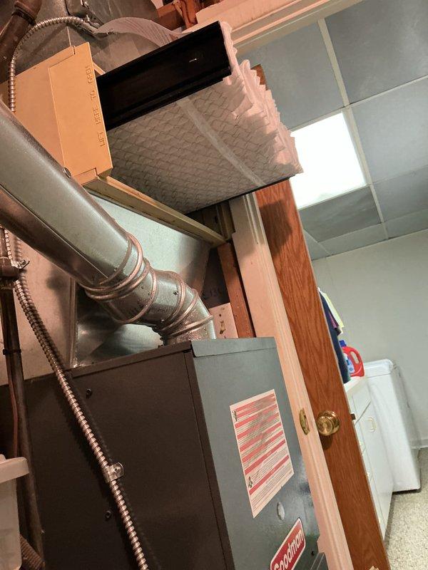 Completed scheduled heating maintenance on residential furnace system. Inspected and cleaned blower wheel assembly, checked electrical connections, and replaced air filter in return air intake. System is operating normally with no issues identified.