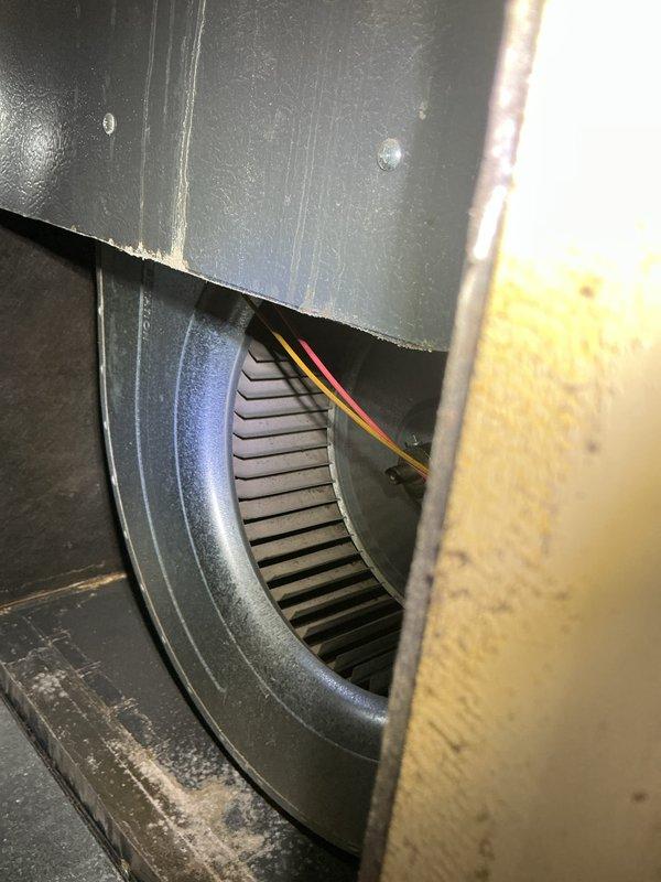Completed scheduled heating maintenance on residential furnace system. Inspected and cleaned blower wheel assembly, checked electrical connections, and replaced air filter in return air intake. System is operating normally with no issues identified.