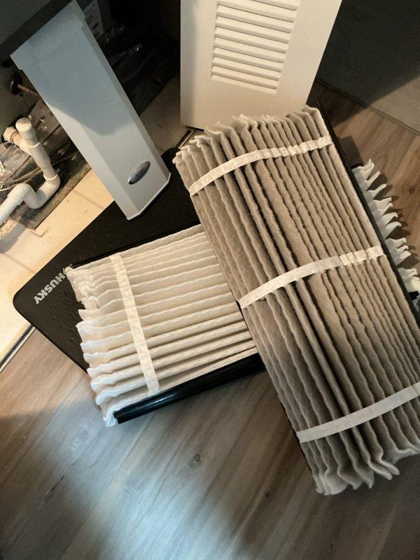 Performed scheduled heating system maintenance with inspection of furnace components. Removed and replaced dirty pleated air filters with new units, ensuring proper airflow through the system. Checked PVC condensate drainage system for proper installation and function.