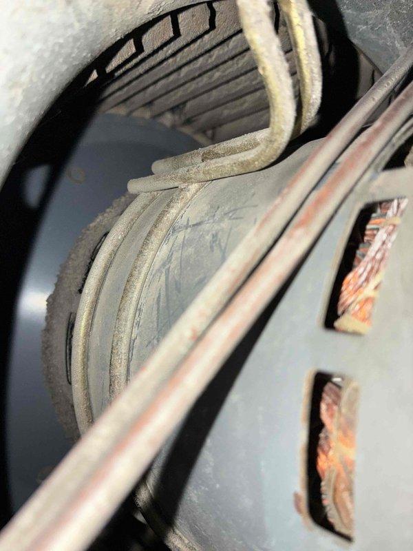 Performed scheduled heating tune-up service on dual furnace system. Inspected heat exchangers and components for proper operation, noting dust accumulation on evaporator coils. Measured flue gas temperature at 373°F, confirming proper combustion efficiency within normal operating parameters.